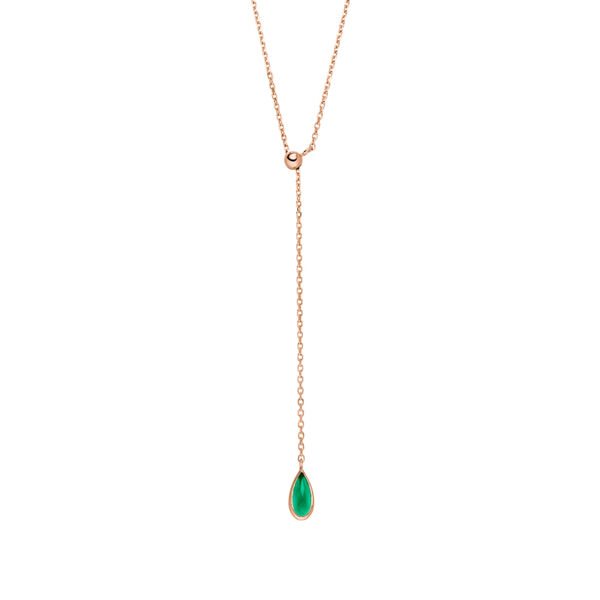 Y-Halskette Gem Drop, Gr�ner Achat, 18 Karat Rosegold vergoldet