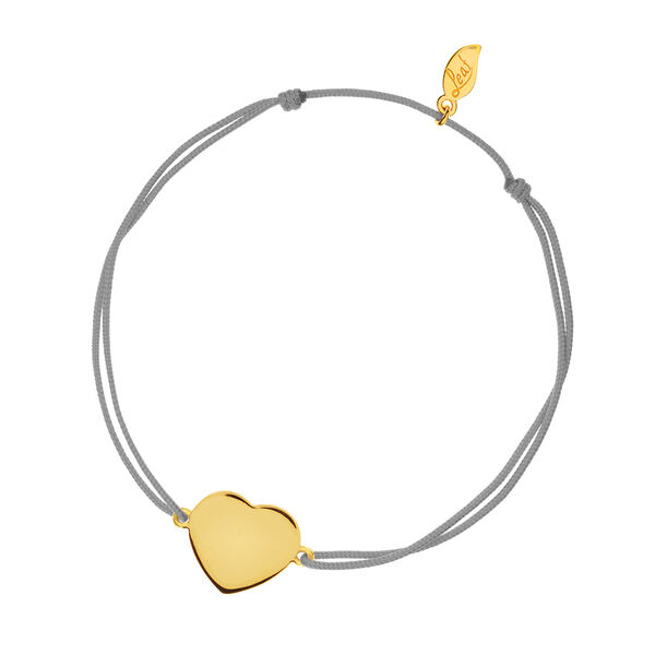 Gl�cksb�ndchen Heart-Disc, matt, Gelbgold vergoldet, grau 