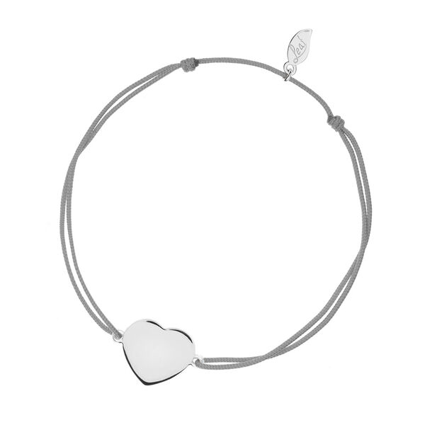 Gl�cksb�ndchen Heart-Disc, matt, Silber, grau 