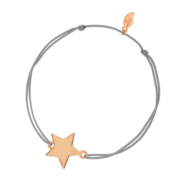 Gl�cksb�ndchen Star-Disc, matt, Ros�gold vergoldet , Grau 