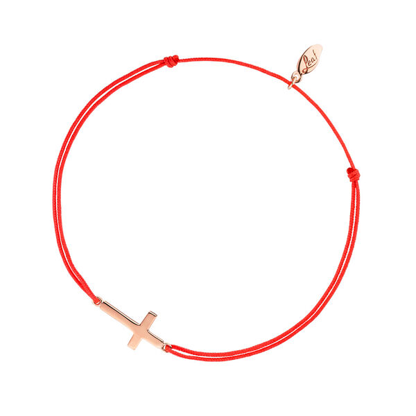 Gl�cksb�ndchen Hufeisen, 18 K Rosegold vergoldet, Koralle 