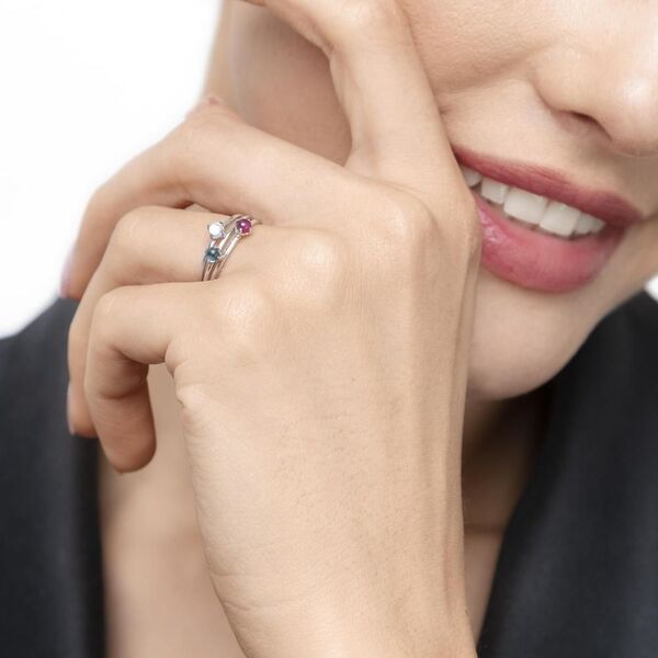 Ring Cabochon, 14 Karat Wei�gold, Blauer Topas 