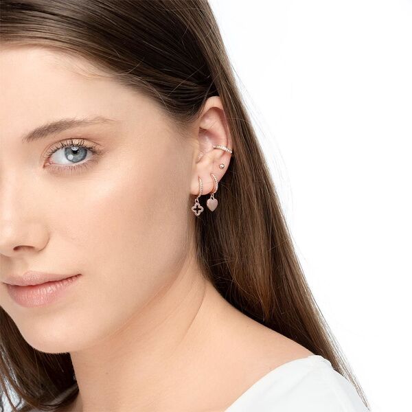Mini-Klappcreolen mit Zirkonia, 18 K Rosegold vergoldet 