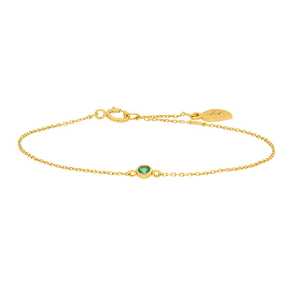 Armkette Smaragd, 14 Karat Gelbgold 