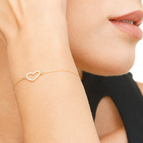 Armkette Heart mit Diamanten, 18 Karat Gelbgold 