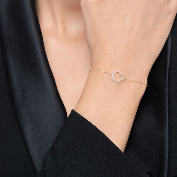 Armkette Circle mit Diamanten, 18 Karat Gelbgold 