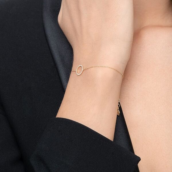 Armkette Circle mit Diamanten, 18 Karat Gelbgold 