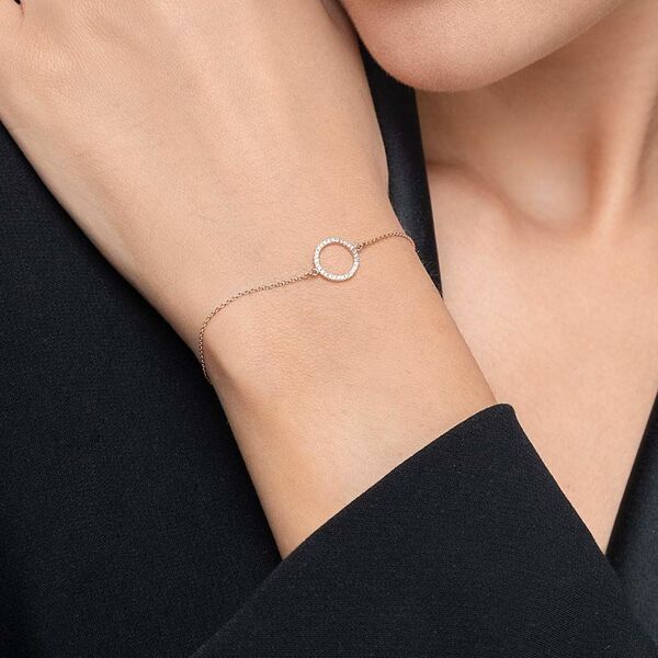 Armkette Circle mit Diamanten, 18 Karat Rosegold 