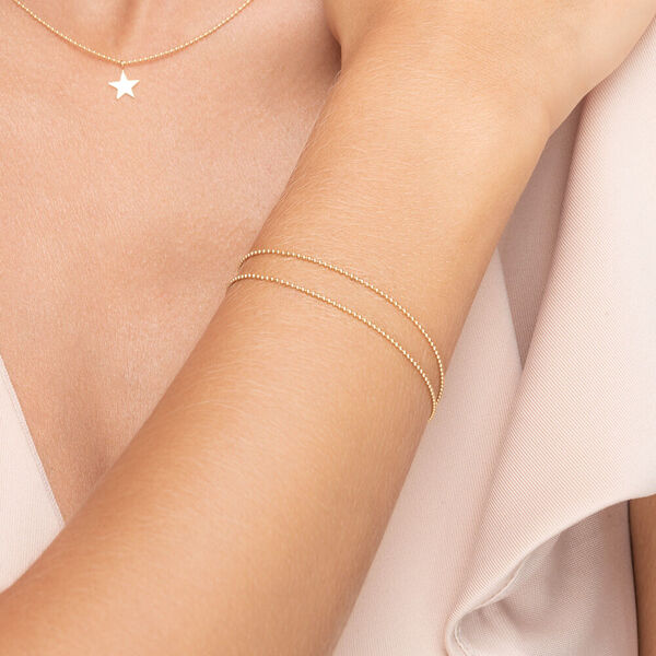 Armkette Ball Chain Double, 14 Karat Gelbgold 