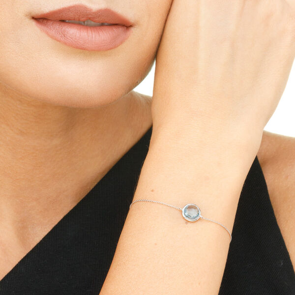 Armkette Blue Topaz, 14 Karat Wei�gold 