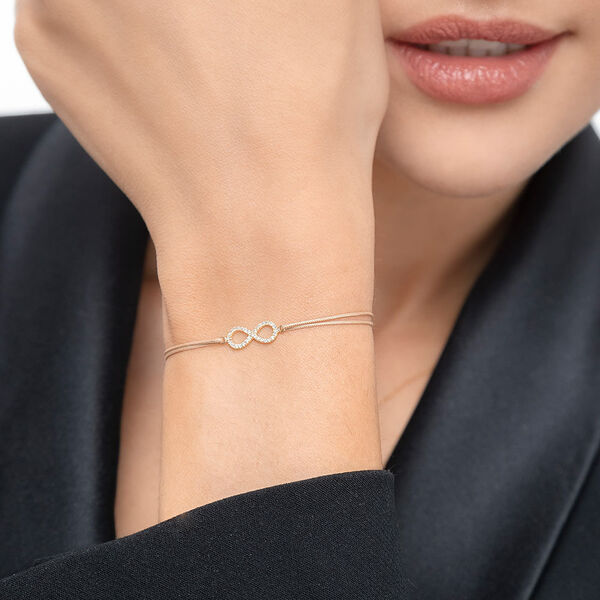 Freundschaftsarmband Infinity mit Diamanten, 18 Karat Gelbgold 