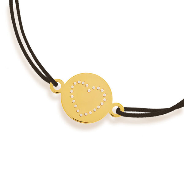 Freundschaftsarmband Disc HEART, 14 Karat Gelbgold 