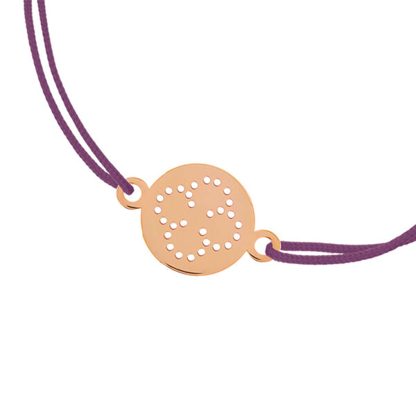 Freundschaftsarmband Disc CLOVER, 14 Karat Rosegold 