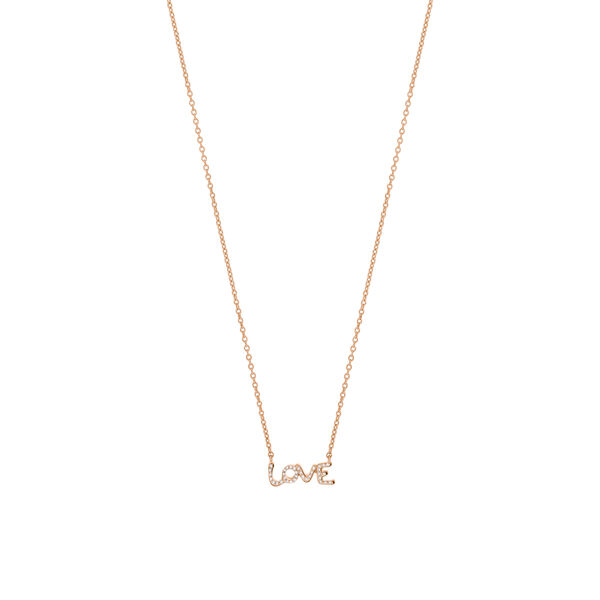 Halskette TINY LOVE mit Diamanten, 14 Karat Rosegold 