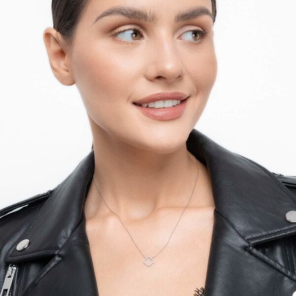 Halskette Clover mit Diamanten, 18 Karat Wei�gold 