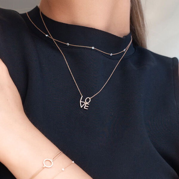 Halskette Love mit Diamanten, 18 Karat Rosegold 