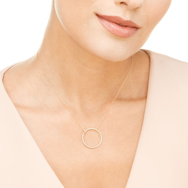 Halskette Circle Gro� mit Diamanten, 18 Karat Gelbgold 