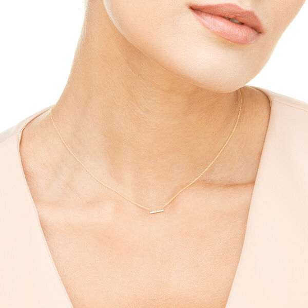 Halskette Horizontal Bar, Diamant, 14 Karat Gelbgold 
