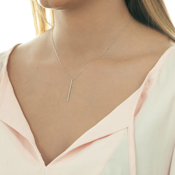 Halskette Bar Diamanten, 18 Karat Wei�gold 