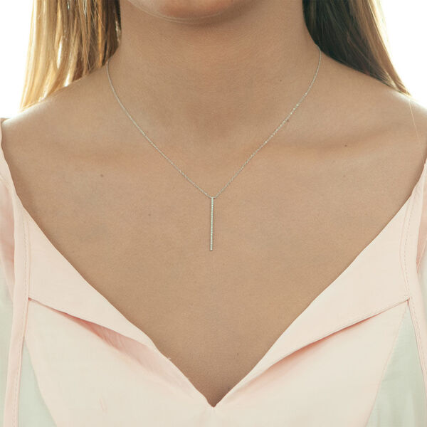 Halskette Bar Diamanten, 18 Karat Wei�gold 