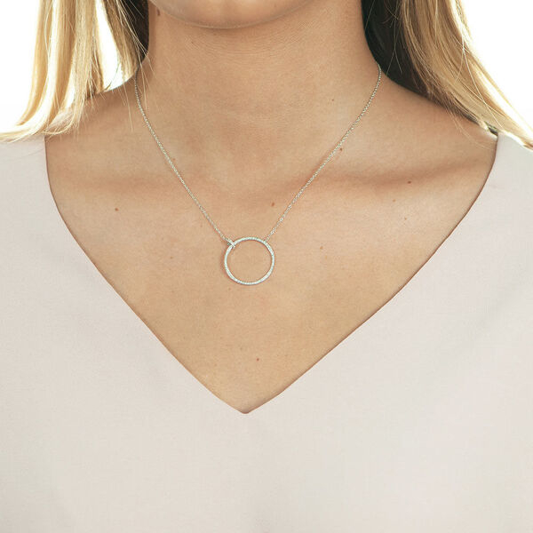 Halskette Circle Gro� mit Diamanten, 18 Karat Wei�gold 