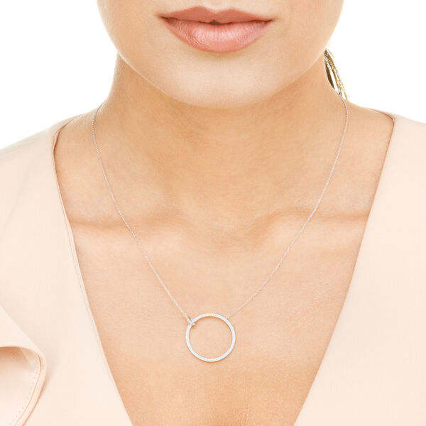 Halskette Circle Gro� mit Diamanten, 18 Karat Wei�gold 