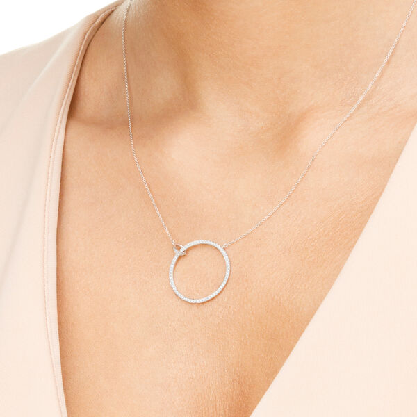 Halskette Circle Gro� mit Diamanten, 18 Karat Wei�gold 