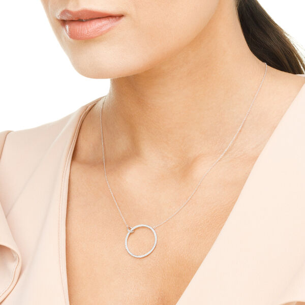 Halskette Circle Gro� mit Diamanten, 18 Karat Wei�gold 