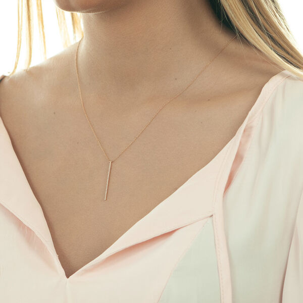 Halskette Bar Diamanten, 18 Karat Rosegold 
