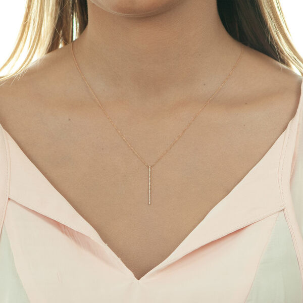 Halskette Bar Diamanten, 18 Karat Rosegold 
