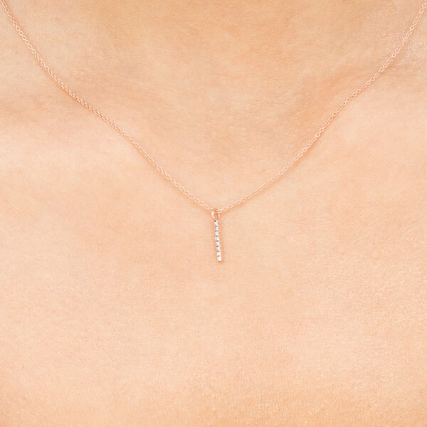 Halskette Small Bar, Diamant, 14 Karat Rosegold 