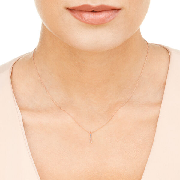 Halskette Small Bar, Diamant, 14 Karat Rosegold 