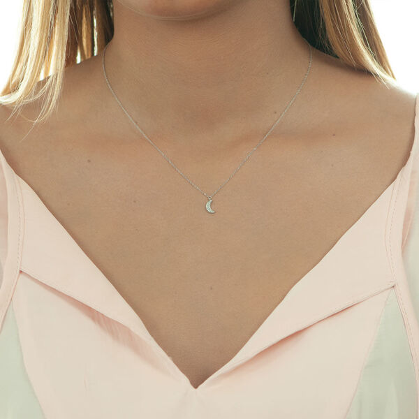 Halskette Halbmond, 18 Karat Wei�gold 