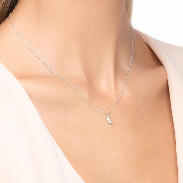 Halskette Halbmond, 18 Karat Wei�gold 