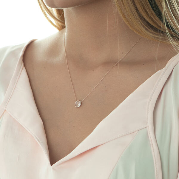 Halskette Rosenquarz, 14 Karat Rosegold 