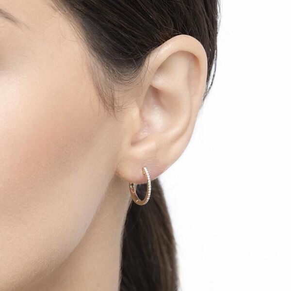 Creole Circle S mit Diamanten, 15mm, 18 Karat Gelbgold 