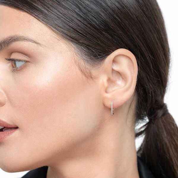 Creole Oval S mit Diamanten, 18 Karat Rosegold 