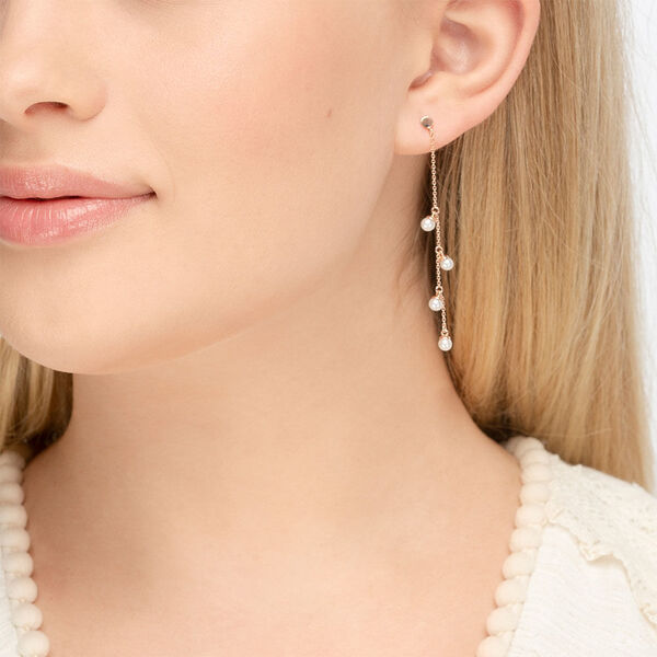 Ohrringe Perle Kette, 14 Karat Rosegold 