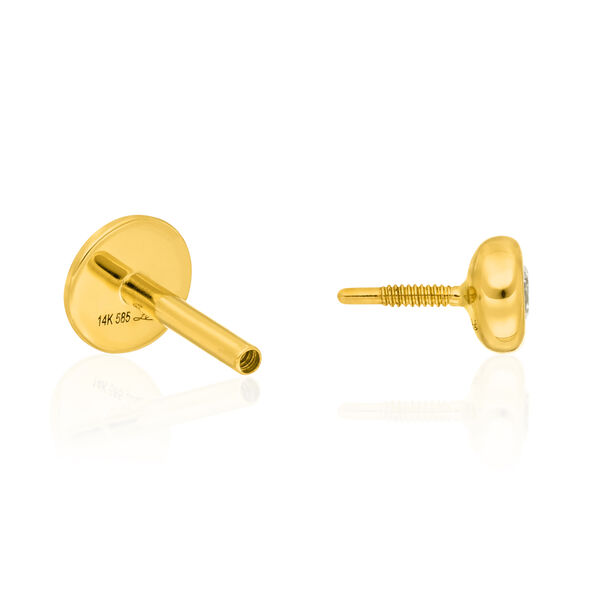 Single Piercing mit Diamant, Rundfassung, 14 Karat Gelbgold 