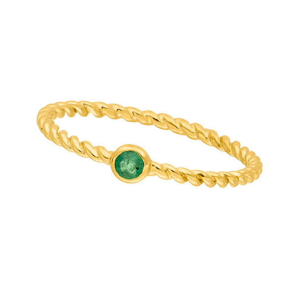 Ring Twist Smaragd, 14 Karat Gelbgold 