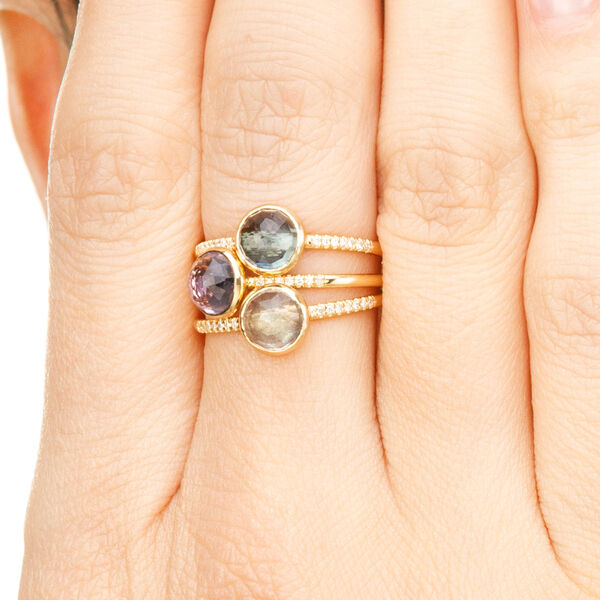 Ring Amethyst mit Diamanten, 14 Karat Gelbgold 
