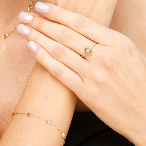 Ring Labradorit mit Diamanten, 14 Karat Rosegold 