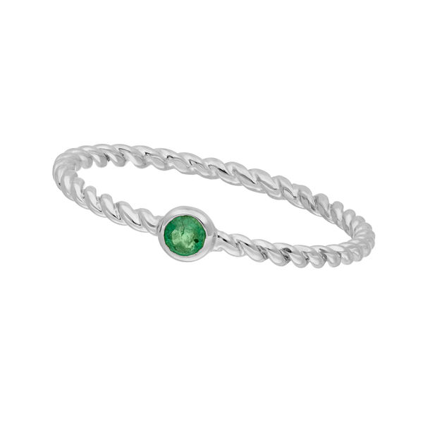 Ring Twist Smaragd, 14 Karat Wei�gold 