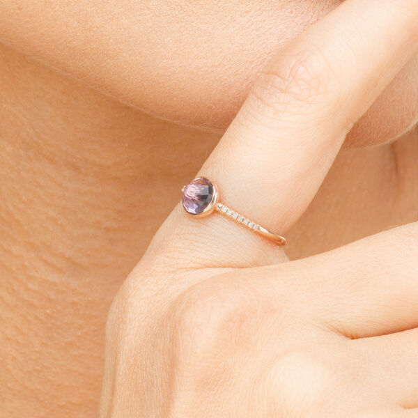 Ring Amethyst mit Diamanten, 14 Karat Rosegold 