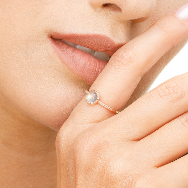 Ring Labradorit mit Diamanten, 14 Karat Rosegold 