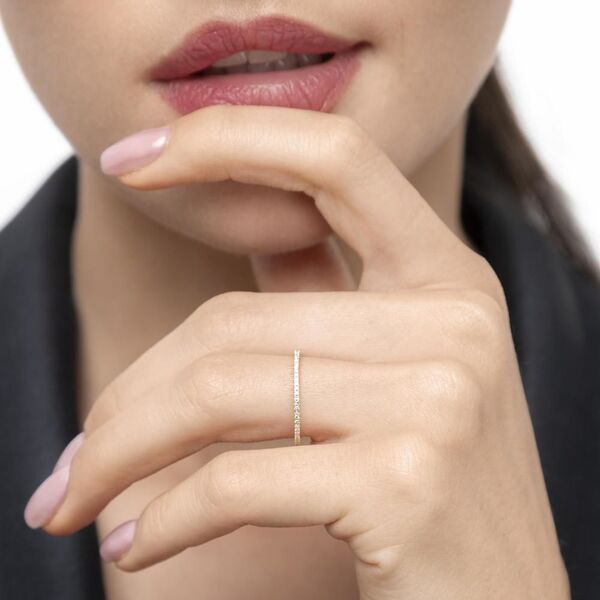 Memoryring mit Diamanten, 18 Karat Gelbgold 