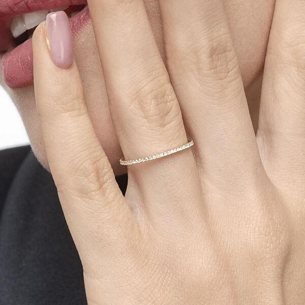 Memoryring mit Diamanten, 18 Karat Gelbgold 