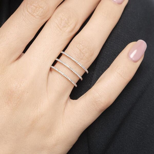 Ring Triple mit Diamanten, 18 Karat Gelbgold 