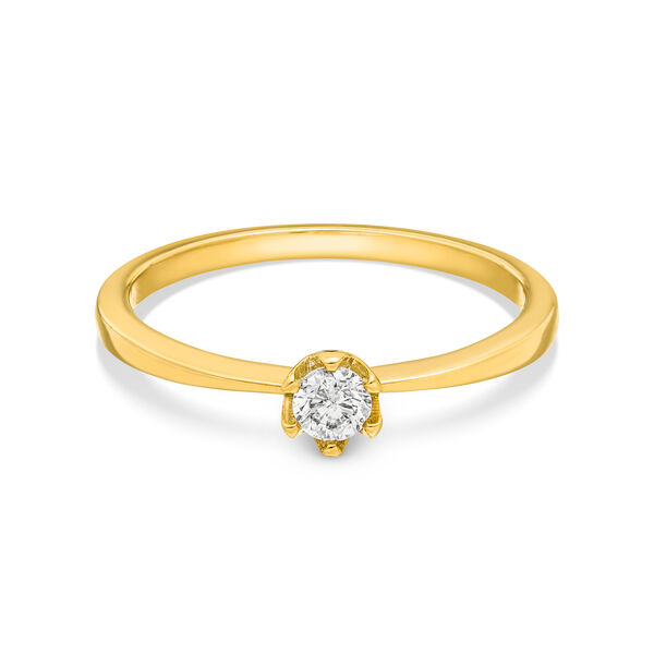 Verlobungsring Classic Solitair 0,14ct, 14 Karat Gelbgold 
