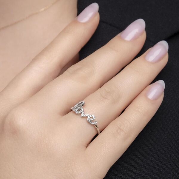 Ring Love mit Diamanten, 18 Karat Wei�gold 